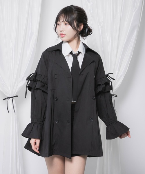 DearMyLoveRose(ディアマイラブローズ)の「バックプリーツショートトレンチコート(トレンチコート・レディース・ブラック/グレイッシュベージュ・3L/LL/LARGE/MEDIUM/SMALL)」の21枚目の写真