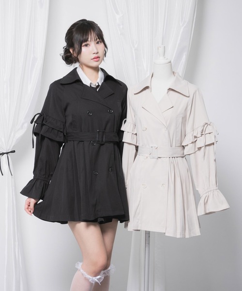 DearMyLoveRose(ディアマイラブローズ)の「バックプリーツショートトレンチコート(トレンチコート・レディース・ブラック/グレイッシュベージュ・3L/LL/LARGE/MEDIUM/SMALL)」の20枚目の写真