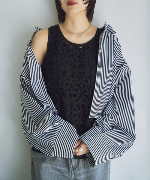 セール】テープ刺繍ノースリーブブラウス（シャツ/ブラウス