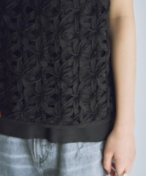 セール】テープ刺繍ノースリーブブラウス（シャツ/ブラウス