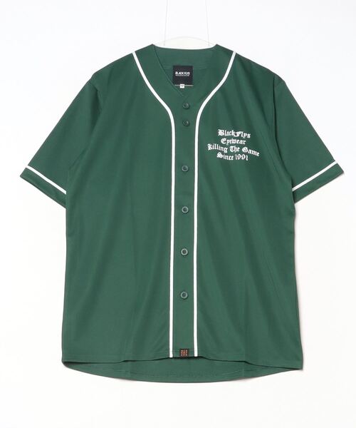 BLACK FLYS(ブラックフライズ)の「【BLACK FLYS】 KILLING THE GAME OE BASEBALL SHIRTS(シャツ/ブラウス・メンズ・グリーン/ブラック・X-LARGE/LARGE/MEDIUM)」の1枚目の写真