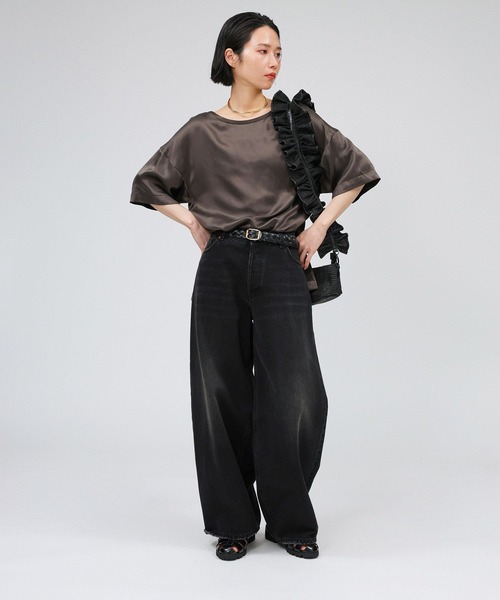 ブラウス シャツ ウォッシャブルシルクレーヨンTブラウス レディース BABYLONE ブラウス シャツ ウォッシャブルシルクレーヨンT