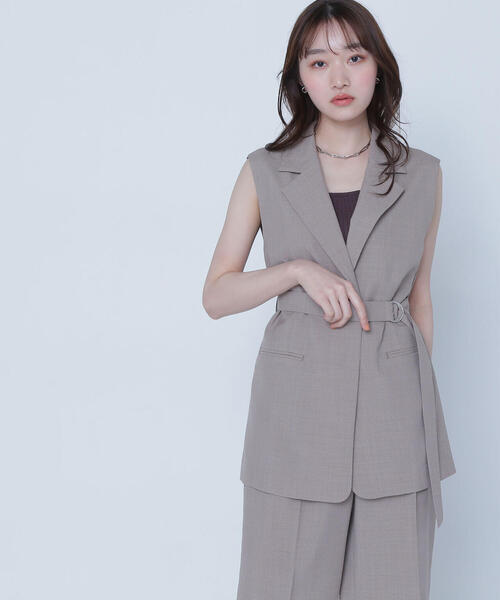 NATURAL BEAUTY BASIC（ナチュラルビューティーベーシック）の「◇ベルテッドジレ（その他アウター・レディース・ネイビー/ブラウン・SMALL/MEDIUM）」の21枚目の写真