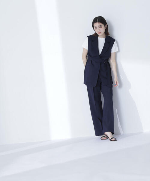 NATURAL BEAUTY BASIC（ナチュラルビューティーベーシック）の「◇ベルテッドジレ（その他アウター・レディース・ネイビー/ブラウン・SMALL/MEDIUM）」の7枚目の写真