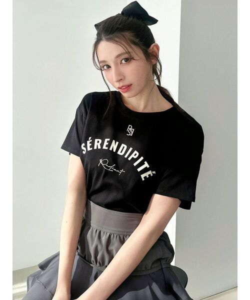 RESEXXY（リゼクシー）の「エンブロイダリーロゴTシャツ（Tシャツ/カットソー・レディース・ホワイト/ピンク/ブラック/チャコールグレー・FREE）」の6枚目の写真