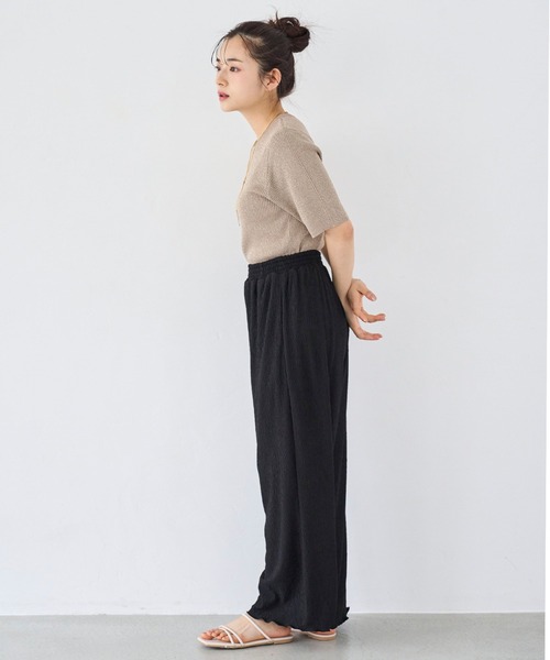 mil（ミル）の「カット楊柳 リラックスパンツ（その他パンツ・レディース・モカ/ブラック/サックスブルー・S-Short/M-Short/S-Regular）」の5枚目の写真