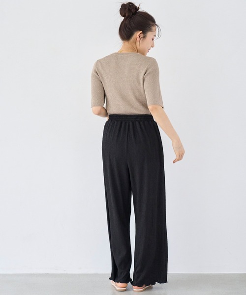 mil（ミル）の「カット楊柳 リラックスパンツ（その他パンツ・レディース・モカ/ブラック/サックスブルー・S-Short/M-Short/S-Regular）」の6枚目の写真