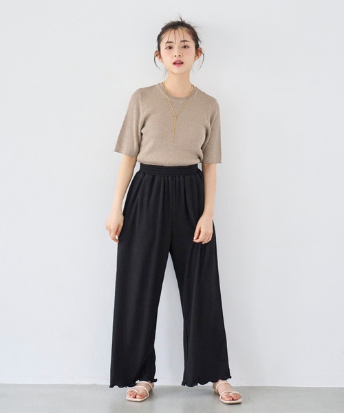 mil（ミル）の「カット楊柳 リラックスパンツ（その他パンツ・レディース・モカ/ブラック/サックスブルー・S-Short/M-Short/S-Regular）」の7枚目の写真
