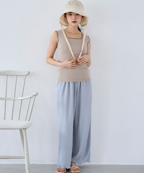 mil（ミル）の「カット楊柳 リラックスパンツ（その他パンツ・レディース・モカ/ブラック/サックスブルー・S-Short/M-Short/S-Regular）」の10枚目の写真