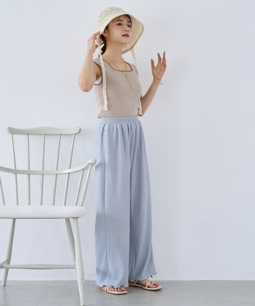 mil（ミル）の「カット楊柳 リラックスパンツ（その他パンツ・レディース・モカ/ブラック/サックスブルー・S-Short/M-Short/S-Regular）」の11枚目の写真