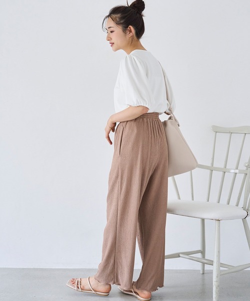 mil（ミル）の「カット楊柳 リラックスパンツ（その他パンツ・レディース・モカ/ブラック/サックスブルー・S-Short/M-Short/S-Regular）」の15枚目の写真