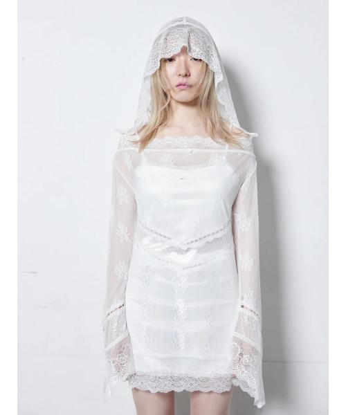 neith. Veil Off-shoulder Dress ホワイト neith./ネイス/Veil-Offshoulder Dress（ワンピース）｜neith.（ネイス