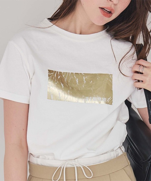 titivate(ティティベイト)の「箔プリントコンパクトTシャツ(Tシャツ/カットソー・レディース・ブラック系その他/ホワイト系その他2/ホワイト系その他3/ホワイト系その他・FREE)」の9枚目の写真