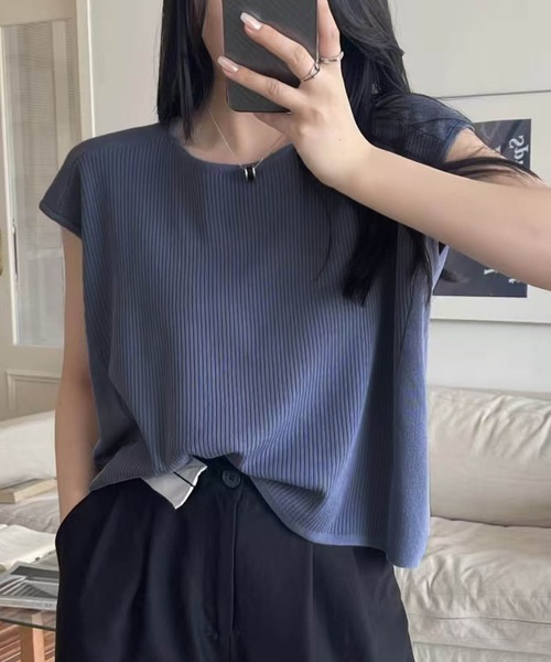 aimoha(アイモハ)の「【aimoha】フロントリブデザインノースリーブトップス (SS)(ベスト・レディース・チョコ/ライトベージュ/キャメル/グリーン/ブラック/ブルー・FREE)」の12枚目の写真