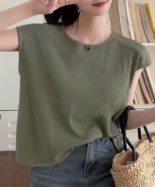 aimoha(アイモハ)の「【aimoha】フロントリブデザインノースリーブトップス (SS)(ベスト・レディース・チョコ/ライトベージュ/キャメル/グリーン/ブラック/ブルー・FREE)」の13枚目の写真