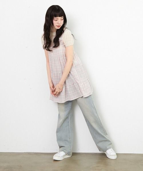 Bonjour diary チュニックワンピース 6Y チェック bonjour diary チュニック ワンピース 6y