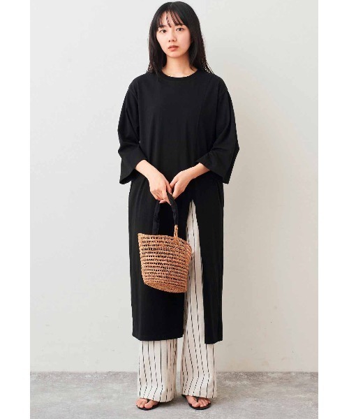 新品　doux C コットンワンピース ニットタフタコンビスカラップ ワンピース(ワンピース)｜TO BE