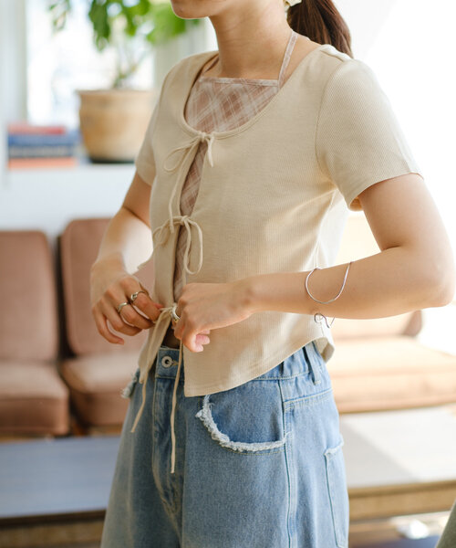 Kastane（カスタネ）の「【前後2WAY】チュールドッキングTEE（Tシャツ/カットソー・レディース・オフホワイト/サックスブルー/アイボリー・FREE）」の7枚目の写真