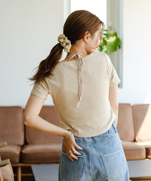 Kastane（カスタネ）の「【前後2WAY】チュールドッキングTEE（Tシャツ/カットソー・レディース・オフホワイト/サックスブルー/アイボリー・FREE）」の9枚目の写真