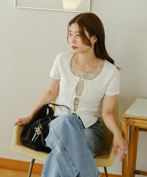 Kastane（カスタネ）の「【前後2WAY】チュールドッキングTEE（Tシャツ/カットソー・レディース・オフホワイト/サックスブルー/アイボリー・FREE）」の11枚目の写真