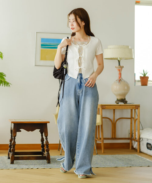 Kastane（カスタネ）の「【前後2WAY】チュールドッキングTEE（Tシャツ/カットソー・レディース・オフホワイト/サックスブルー/アイボリー・FREE）」の16枚目の写真