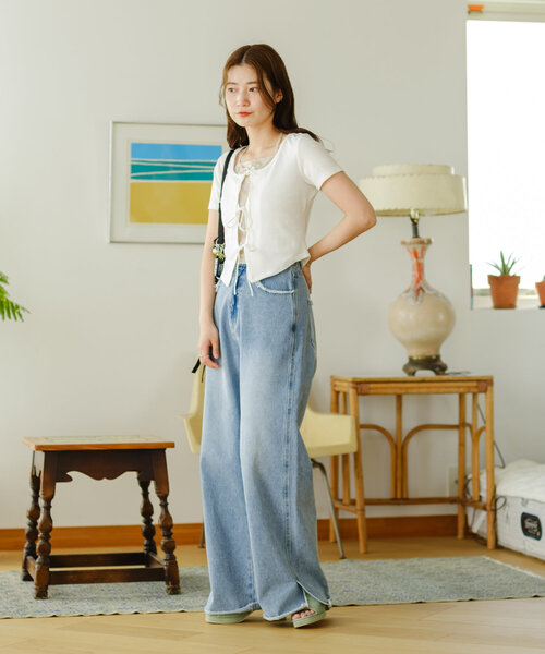 Kastane（カスタネ）の「【前後2WAY】チュールドッキングTEE（Tシャツ/カットソー・レディース・オフホワイト/サックスブルー/アイボリー・FREE）」の17枚目の写真