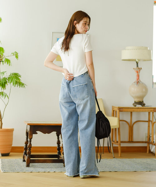 Kastane（カスタネ）の「【前後2WAY】チュールドッキングTEE（Tシャツ/カットソー・レディース・オフホワイト/サックスブルー/アイボリー・FREE）」の18枚目の写真