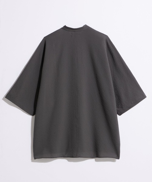 SLICK（スリック）の「【SLICK/スリック】Dot Air Seersucker Band Collar Dolmansleeve Shirt / ドットエアシアサッカーバンドカラードルマンスリーブシャツ/ オーバーサイズ/ テック素材（シャツ/ブラウス・メンズ・ネイビー/スミクロ・1/2/3）」の15枚目の写真