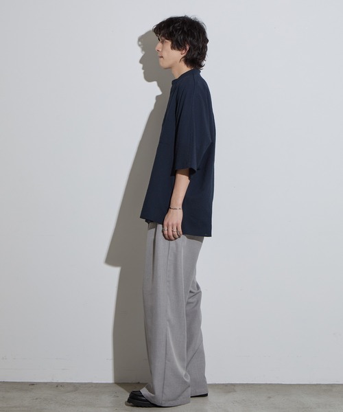 SLICK（スリック）の「【SLICK/スリック】Dot Air Seersucker Band Collar Dolmansleeve Shirt / ドットエアシアサッカーバンドカラードルマンスリーブシャツ/ オーバーサイズ/ テック素材（シャツ/ブラウス・メンズ・ネイビー/スミクロ・1/2/3）」の11枚目の写真