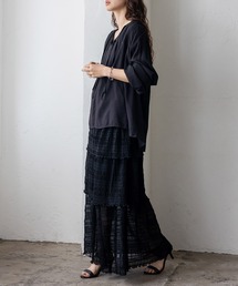 シアーチュールティアードスカート ロングスカート マキシスカート シアースカート フリルスカート