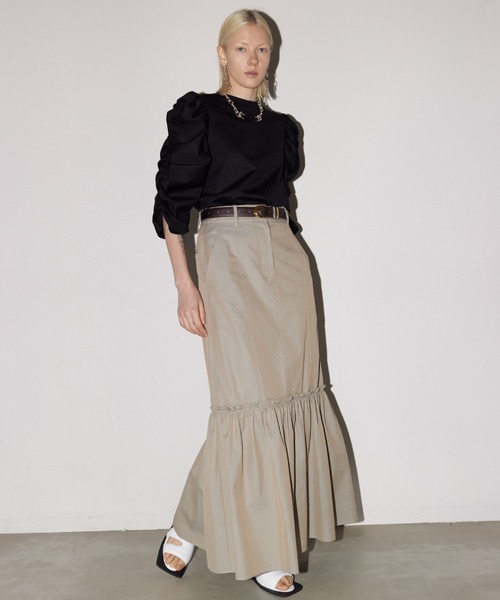 CINOH（チノ）の「FINX COTTON GATHERED SKIRT（スカート・レディース・ベージュ・36/38）」の8枚目の写真