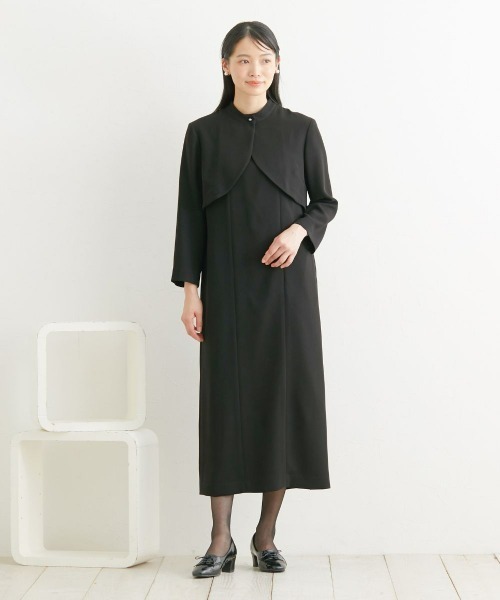 Neina（ネイナ）の「【喪服・礼服】日本製生地使用　洗える防しわパールボタン付きボレロ風ワンピース＜大きいサイズ有＞〔Neina〕（スーツセット・レディース・ブラック・5L/4L/3L/LL/L/M）」の10枚目の写真