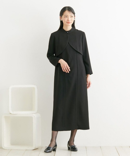 Neina（ネイナ）の「【喪服・礼服】日本製生地使用　洗える防しわパールボタン付きボレロ風ワンピース＜大きいサイズ有＞〔Neina〕（スーツセット・レディース・ブラック・5L/4L/3L/LL/L/M）」の8枚目の写真