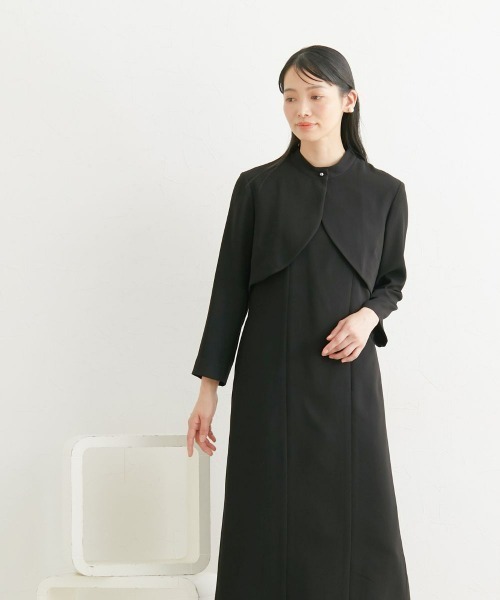 Neina（ネイナ）の「【喪服・礼服】日本製生地使用　洗える防しわパールボタン付きボレロ風ワンピース＜大きいサイズ有＞〔Neina〕（スーツセット・レディース・ブラック・5L/4L/3L/LL/L/M）」の9枚目の写真