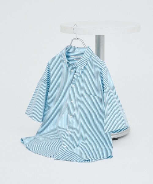 THOMAS MASON（トーマス メイソン）の「THOMAS MASON / トーマスメイソン ファットシルエット ボタンダウンシャツ（シャツ/ブラウス・メンズ・ライトブルー/ネイビー/スカイブルー/ベージュ系その他/ブルー/ブルー系その他・MEDIUM/SMALL/LARGE）」の6枚目の写真