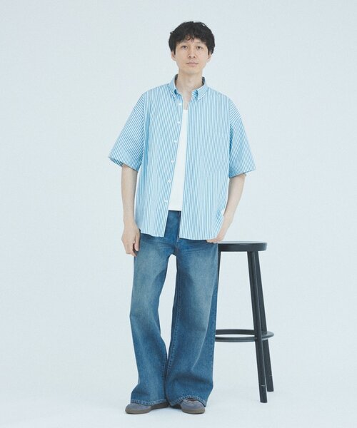 THOMAS MASON（トーマス メイソン）の「THOMAS MASON / トーマスメイソン ファットシルエット ボタンダウンシャツ（シャツ/ブラウス・メンズ・ライトブルー/ネイビー/スカイブルー/ベージュ系その他/ブルー/ブルー系その他・MEDIUM/SMALL/LARGE）」の11枚目の写真