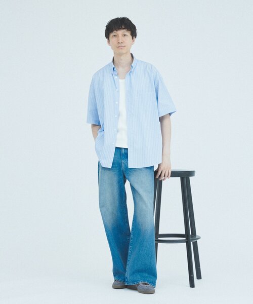 THOMAS MASON（トーマス メイソン）の「THOMAS MASON / トーマスメイソン ファットシルエット ボタンダウンシャツ（シャツ/ブラウス・メンズ・ライトブルー/ネイビー/スカイブルー/ベージュ系その他/ブルー/ブルー系その他・MEDIUM/SMALL/LARGE）」の9枚目の写真