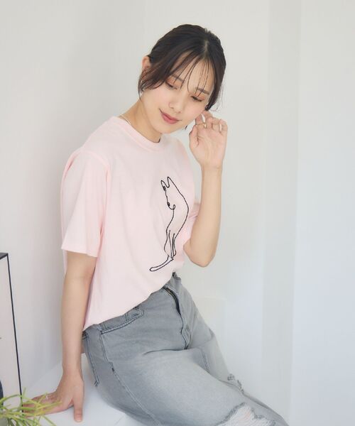 RETRO GIRL(レトロガール)の「コード刺繍アニマルTEE(Tシャツ/カットソー・レディース・ピンク/ブルー/オフホワイト・FREE)」の19枚目の写真