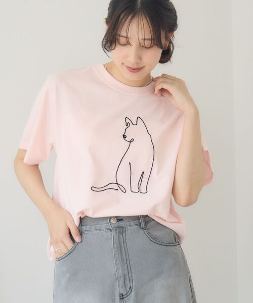 RETRO GIRL(レトロガール)の「コード刺繍アニマルTEE(Tシャツ/カットソー・レディース・ピンク/ブルー/オフホワイト・FREE)」の14枚目の写真