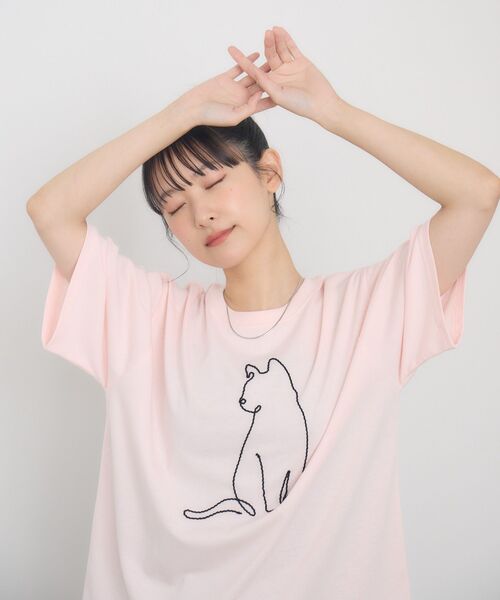 RETRO GIRL(レトロガール)の「コード刺繍アニマルTEE(Tシャツ/カットソー・レディース・ピンク/ブルー/オフホワイト・FREE)」の9枚目の写真