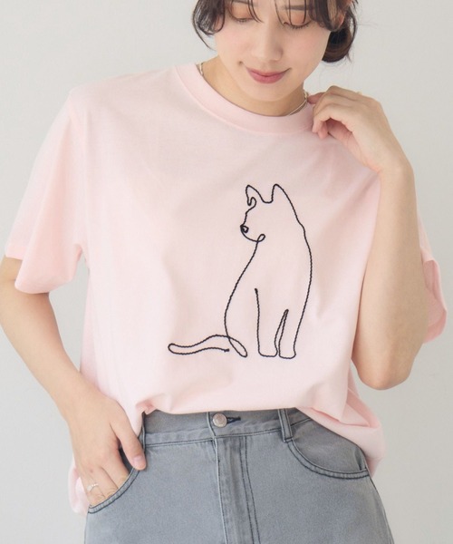 RETRO GIRL(レトロガール)の「コード刺繍アニマルTEE(Tシャツ/カットソー・レディース・ピンク/ブルー/オフホワイト・FREE)」の3枚目の写真