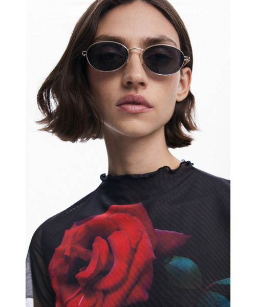 desigual 花　フラワー　シアー　シースルー　トップス　デシグアル　美品 desigual 花 フラワー シアー シースルー トップス デシグアル
