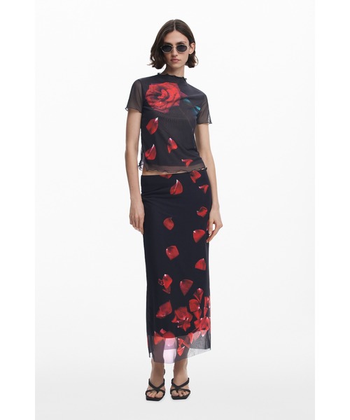 desigual 花　フラワー　シアー　シースルー　トップス　デシグアル　美品 desigual 花 フラワー シアー シースルー トップス デシグアル