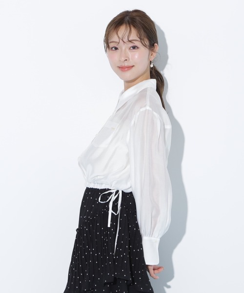 JILL by JILL STUART(ジルバイジルスチュアート)の「◇ 短丈シアーシャツ(シャツ/ブラウス・レディース・ホワイト/ピンク/ブルー・FREE)」の4枚目の写真