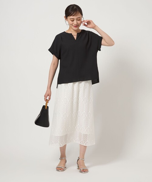green label relaxing(グリーンレーベルリラクシング)の「TEE ショートスリーブ ブラウス(シャツ/ブラウス・レディース・ブラック/モカ/ホワイト・FREE)」の8枚目の写真