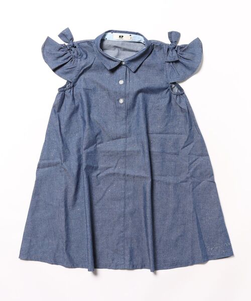 KP(ケーピー)の「ラメデニムワンピース(ワンピース・キッズ・ブルー/ダークネイビー・110cm/120cm/130cm/140cm/150cm/160cm/100cm)」の1枚目の写真