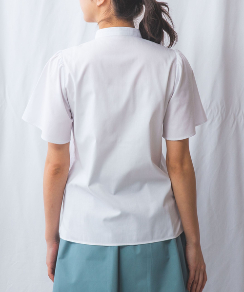 ブラウス シャツ 「NARACAMICIE」オックスフォードスタンドバンドカラー半袖ブラウス レディース セール】【NARACAMICIE】オックスフォードスタンドバンドカラー