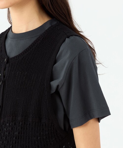 セール】【WEB限定】コットンレーシー ノースリーブワンピース（ニット