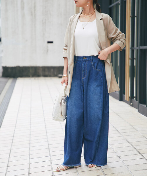 un dix cors（アンディコール）の「デニムコクーンワイドパンツ（デニムパンツ・レディース・ブルー/ブラック・FREE）」の8枚目の写真