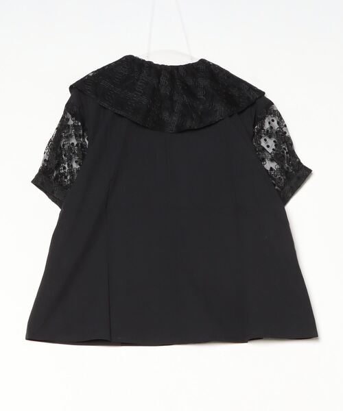 sandy（サンディー）の「刺しゅうチュールフリル衿ブラウス（Tシャツ/カットソー・レディース・ブラック/オフホワイト・FREE）」の3枚目の写真